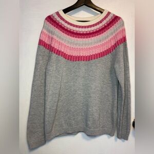 Talbots Grey Sweater with Pink Accent - Size Large Petite